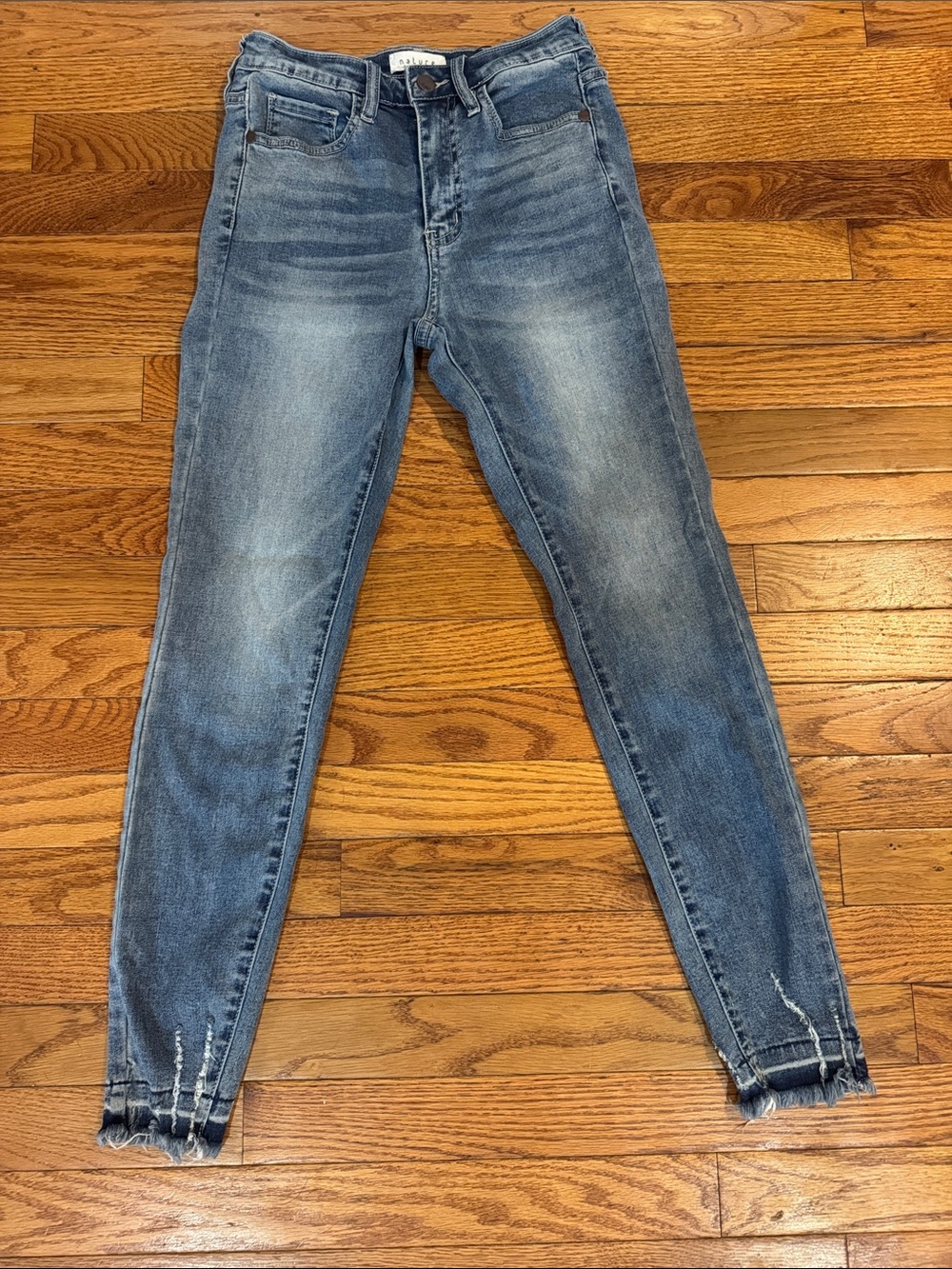 High-Rise Light Blue Skinny Jeans with Ankle Detail